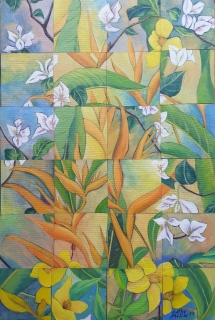 MOZAÏQUE FLEURS - OEUVRES DES ANTILLES TOUJOURS DISPO