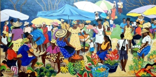 MARCHE SOUS PARASOLS - OEUVRES DES ANTILLES TOUJOURS DISPO